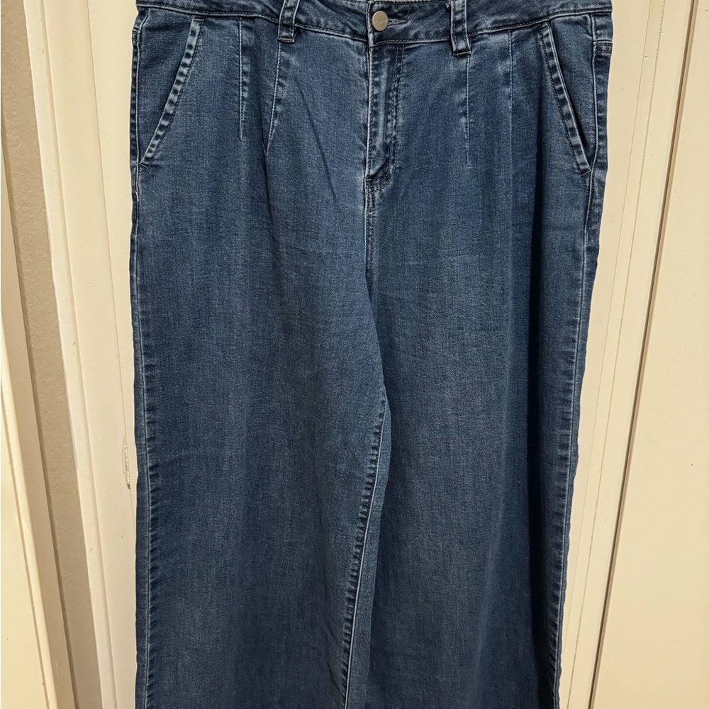 Risen Jeans Blue Denim Wide Leg Jeans High Rise Size 13/31 - Picture 2 of 6